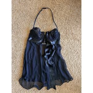 Very Sexy Victorias Secret Black Lace Babydoll Lingerie Nightie Mini Dress 34B